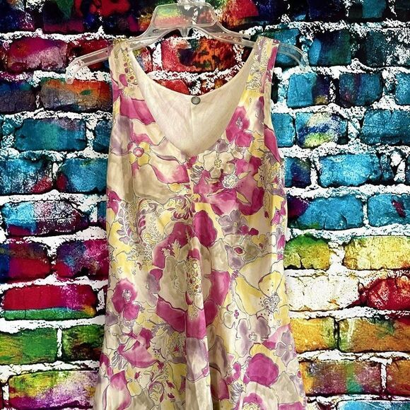 Margaret Olery Silk Blend floral Print Sleeveless Dress Size Small - Picture 3 of 10